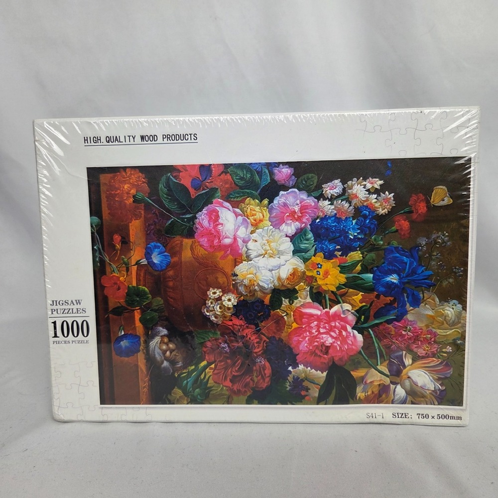 New Sealed Wooden Pieces Flowers in a Vase 1000 Piece Jigsaw Puzzle High Quality